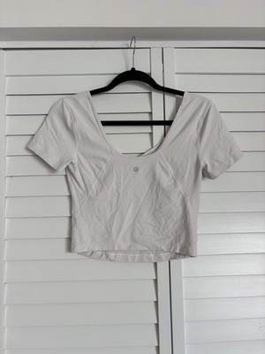 Lululemon Align Tee Shirt Women s Size 4 White V Neck Short Sleeve Top Nylon