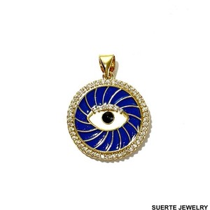 Authentic 14k Gold Plated Evil Eye Necklace Pendant Mal De Ojo Collar Dije Oro Laminado