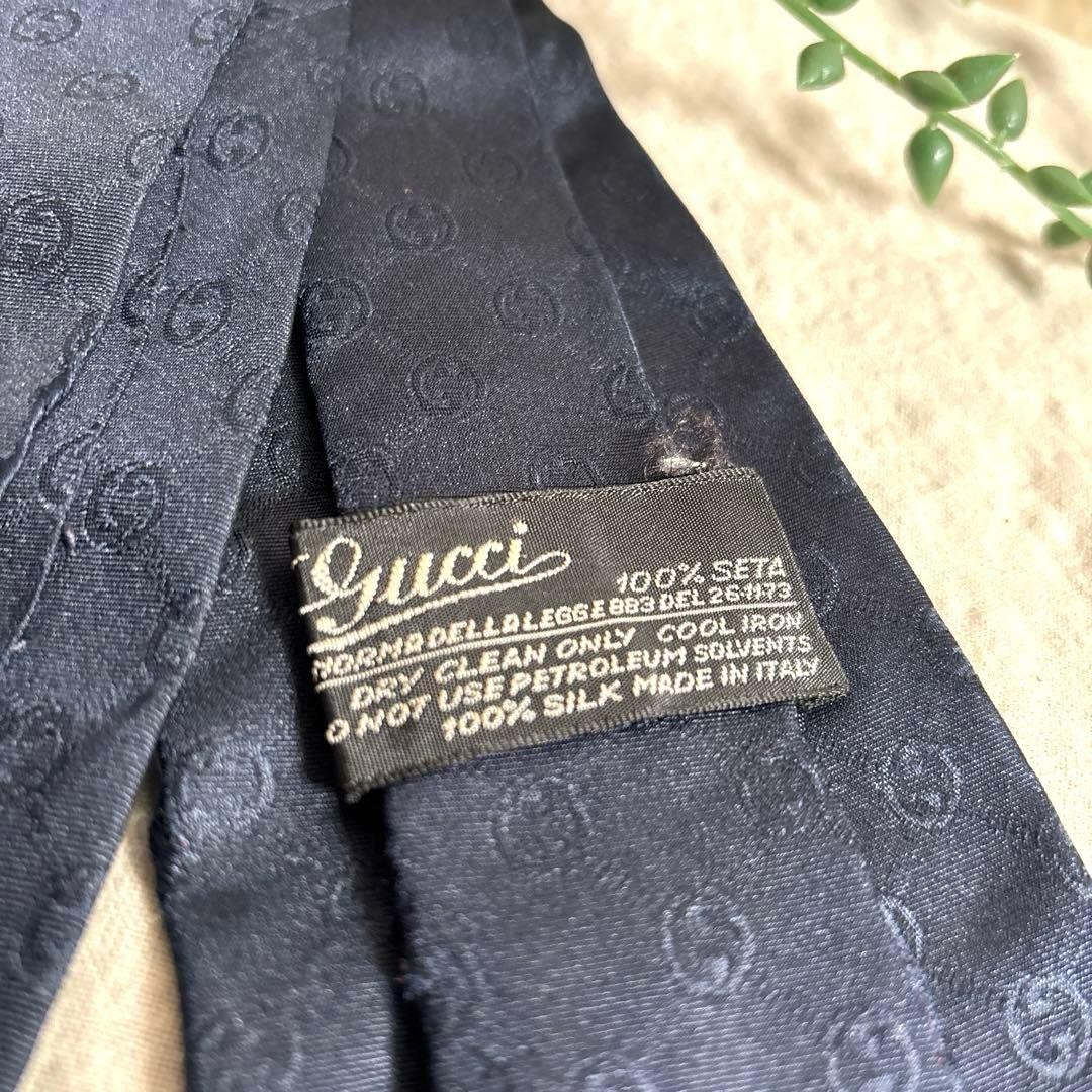 GUCCI Branded Tie GG Pattern Solid Jacquard Luxur… - image 2