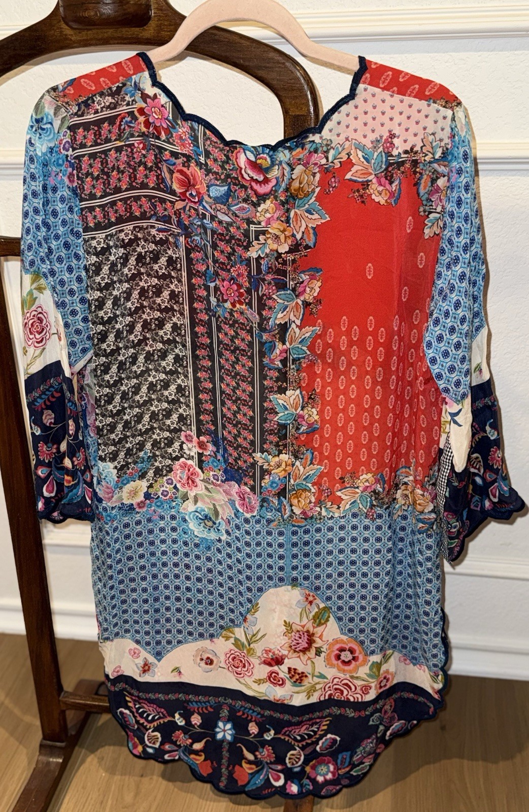 JOHNNY WAS Multicolor Patchwork Print Cupra Rayon… - image 3