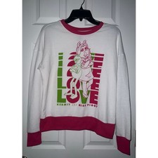 Disney Park Muppets LOVE Kermit Miss Piggy Pink & Green Long-Sleeved Sz M Shirt