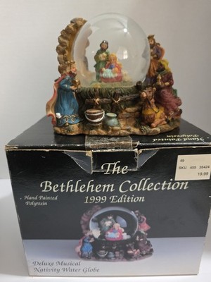 Bethlehem Collection Musical Nativity Water Globe 1999 Edition Works Empty Water