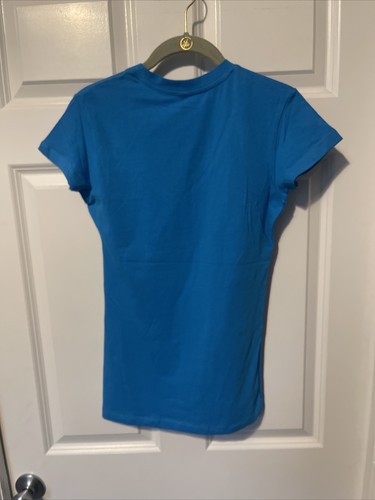 Y-Shirt Mädchen V-Ausschnitt 5 % Elasthan & 95 % Baumwolle einfarbig aquablau Damen T-Shirt - Bild 4 von 5