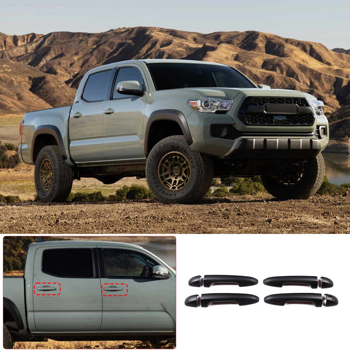 OEM Toyota Tacoma Door Emblems - Matte Black Set Of 2 For 2010-2018 Models