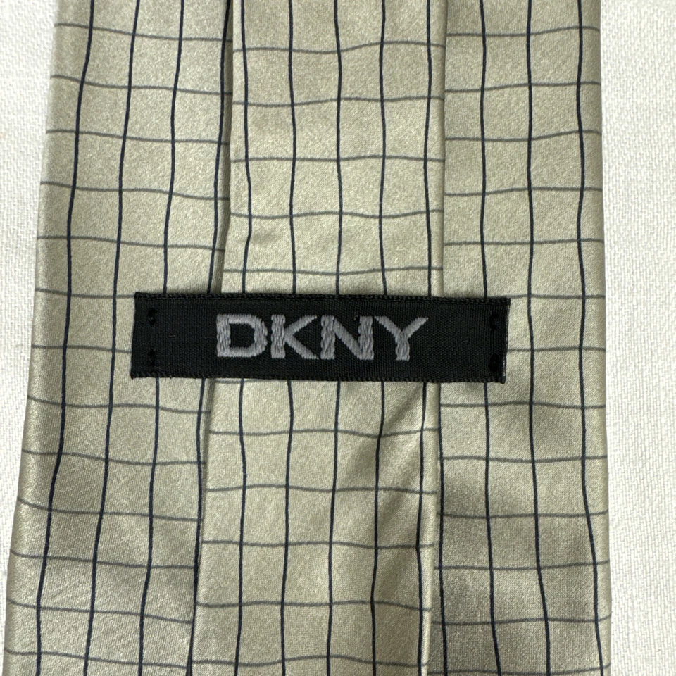 DKNY Silk Tie Taupe Black Geometric Men Necktie 58 x 4 - Image 4 of 4