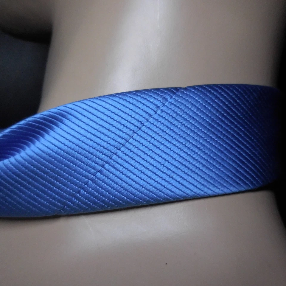 Cravate bleu monochrome Jules collection vintage unisexe mode femme homme N8550 - Photo 3/4