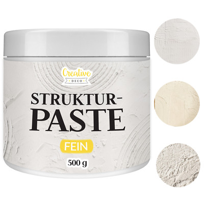 Creative Deco Strukturpaste 500 g | Weiße Spachtelmasse für Acrylmalelerei
