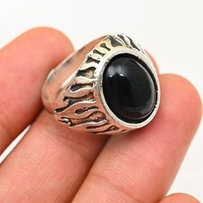 Black Onyx Men's Ring 925 Sterling Silver Beautiful Handmade Ring, All Size M774