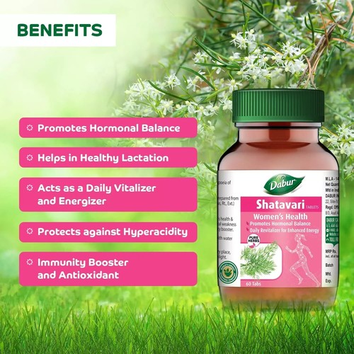Dabur Shatavari 60 Tabs For Women's Wellness Promotes Hormonal Balance - Picture 12 of 12