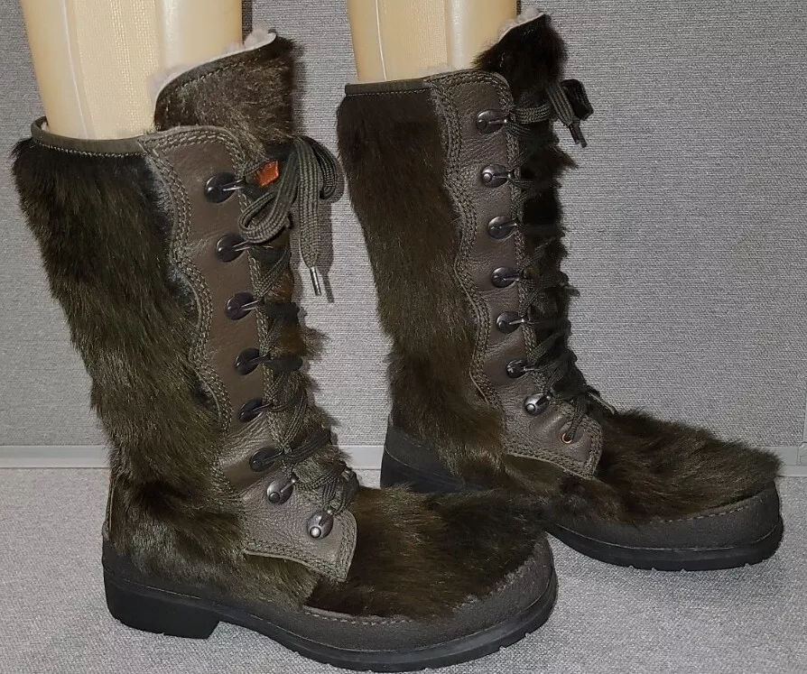 Vintage Hugo Boss Skywalk Winter Goat Hair Boots Shearling Lined