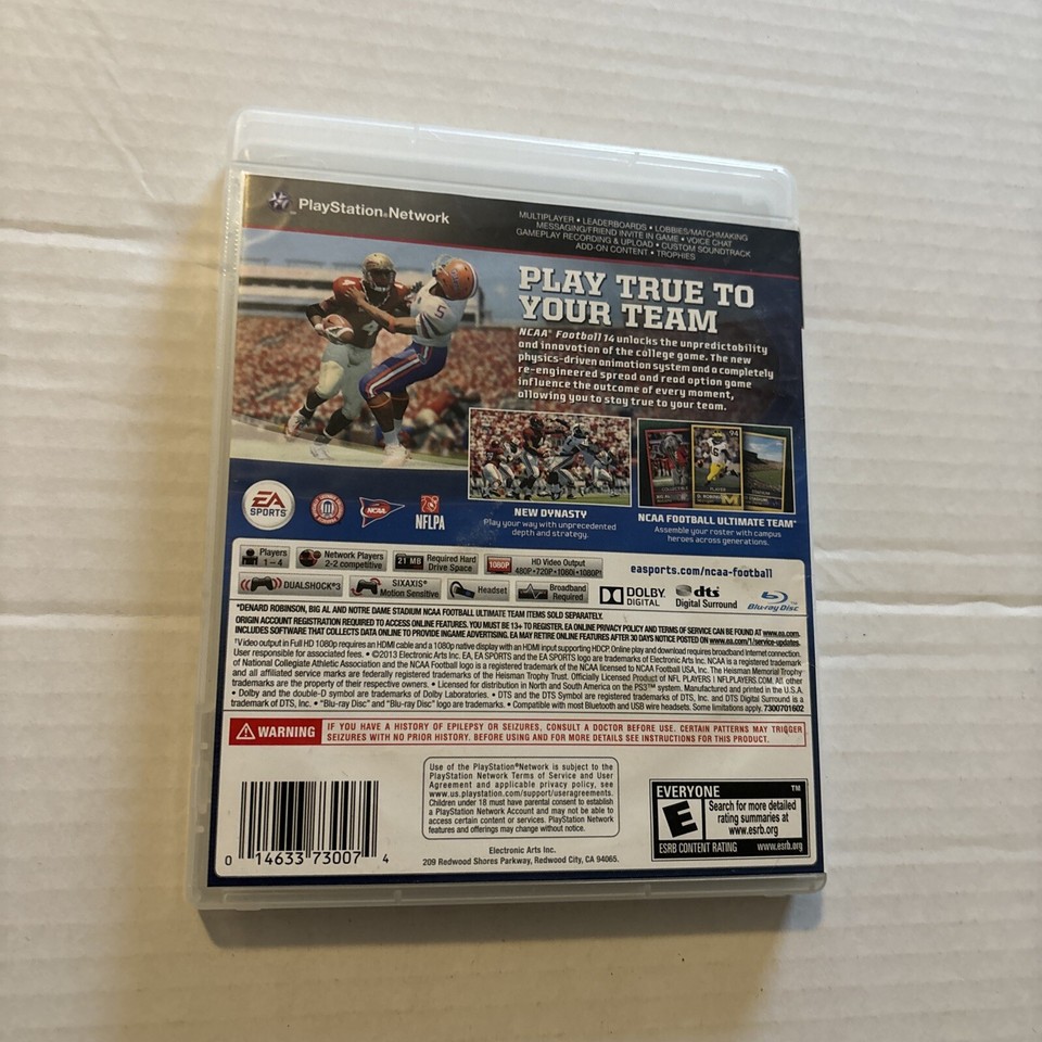NCAA Football 14 (Sony PlayStation 3, 2013 PS3) COMPLETE Manual CIB