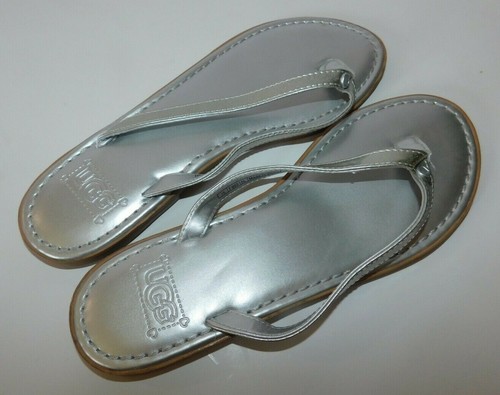 UGG Silver Leather Sandals Size 5 Brand 