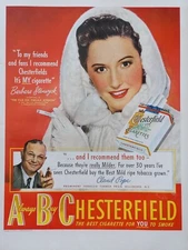  1949 Chesterfield print ad featuring Barbara stanwick