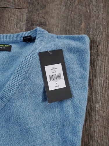 JOHN BARTLETT CONSENSUS NWT Men's Size Medium Blue Long Sleeve V-neck Sweater - Afbeelding 4 van 5