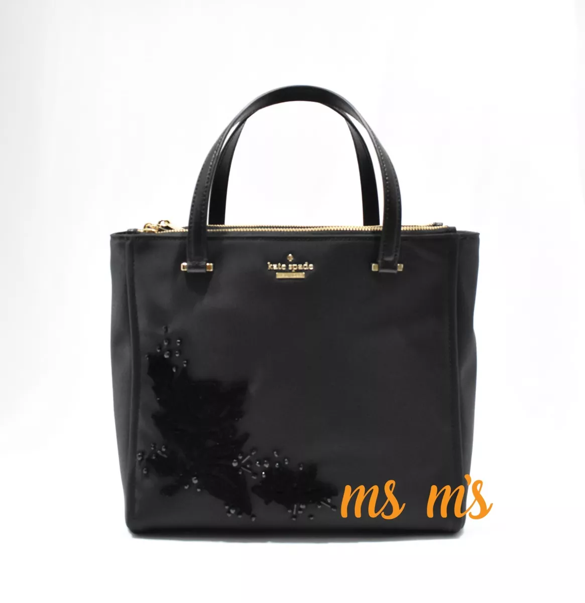 NWT Kate Spade Dawn Place Embellished Kona black nylon Satchel