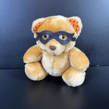 Halloween Masked Brown Teddy Bear Trick or Treat Orange Black polka