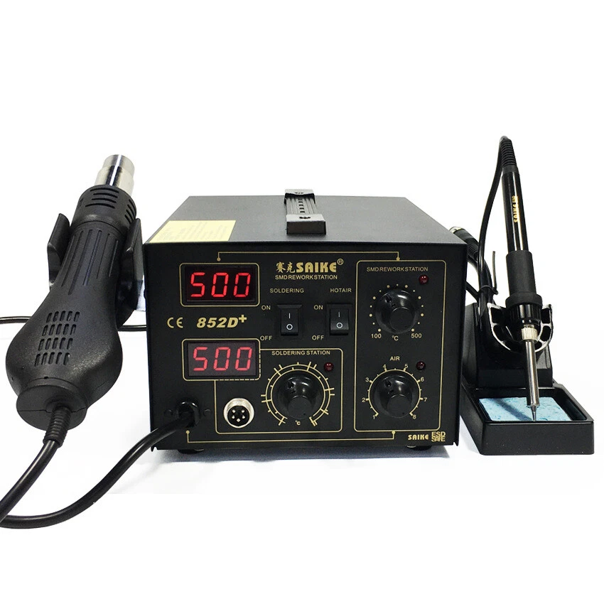 2 in 1 852D Soldering Rework Stations SMD Hot Air Iron Gun