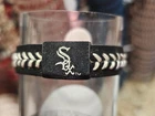 CHICAGO WHITE SOX BLACK  MLB  BASEBALL BRACELET LEATHER