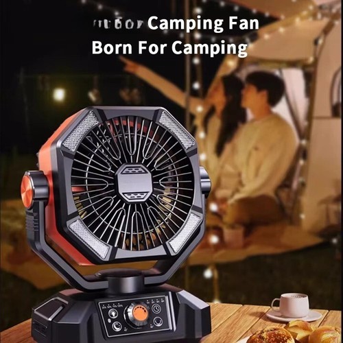 Camping Fan with LED Light 8 Speeds 20000mAh Battery USB Rechargeable