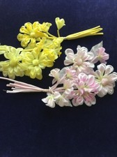 Vintage Millinery Flower 9 Bloom Cluster 1"  3" for Hat pick Yellow or Pink NL