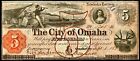 Nebraska Territory Sept 1, 1857 Obsolete Banknote Currency Omaha City $5 Note