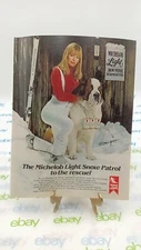1980 Monique St. Pierre Saint Bernard Snow Dog Michelob Light Beer Print Ad