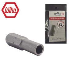 Wiha 75802, System 4 Micro Bit Adapter Hex 4mm to 1/4" 25mm Bit Holder  Magnetic