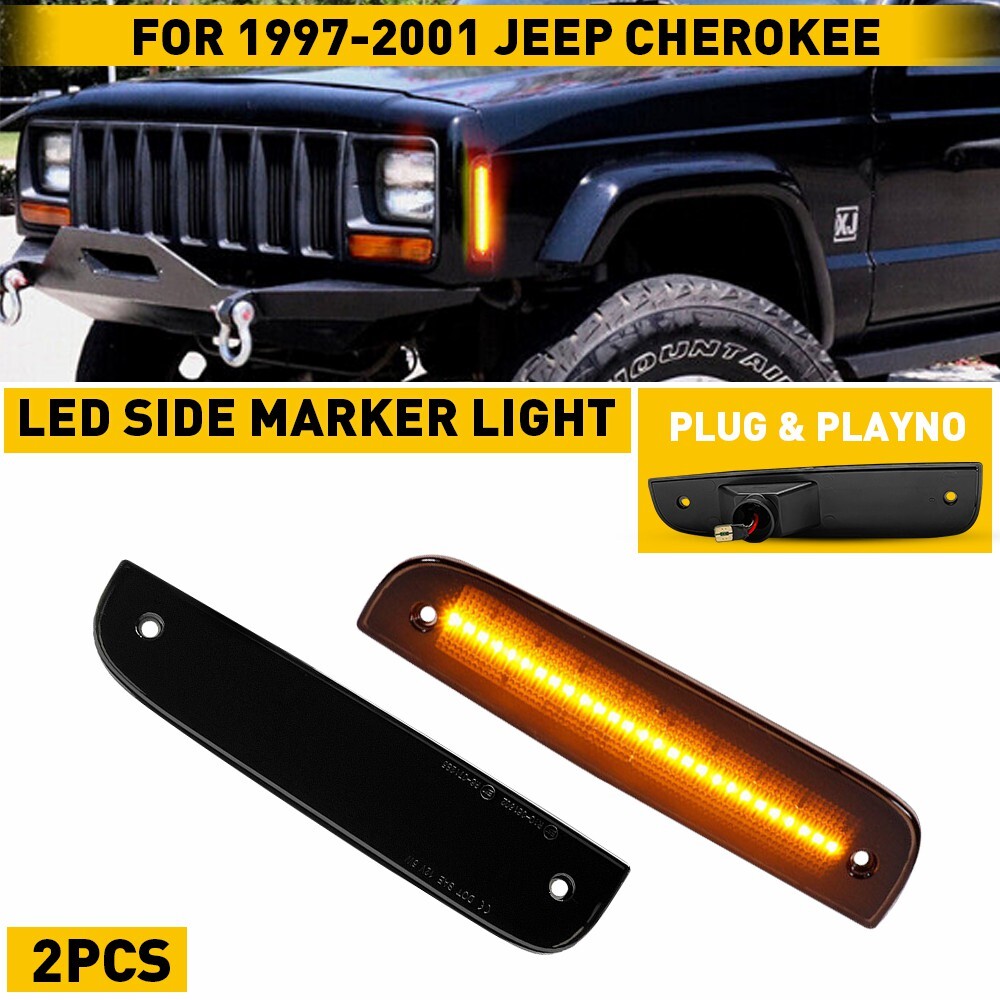 Smoked Amber LED Side Marker Lights for 97-01 Jeep Cherokee CH2551118