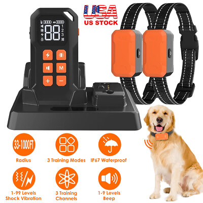 Wireless Electric Dog Fence Vibration Shock Collar / Receiver for 1-2 Dog Safe