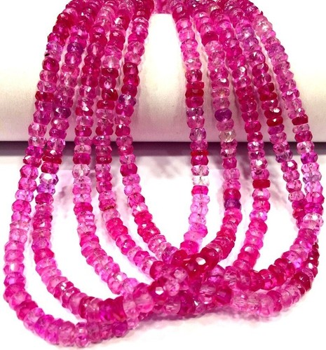 AAA+ perle di qualità rosa zaffiro sfaccettato Rondelle Gems per gioielli 4-5... - Foto 3 di 4