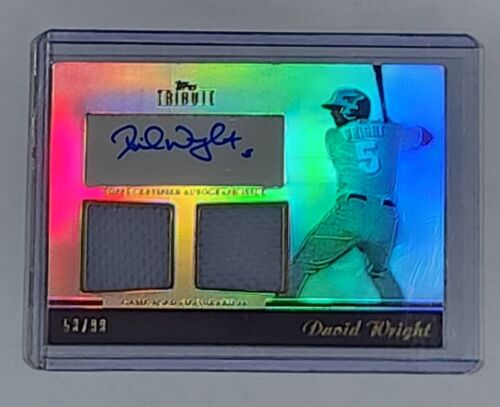 2011 Topps Tribute DAVID WRIGHT Dual Relics AUTOGRAPH #'d /99 Card #TADR-DW - Picture 5 of 6
