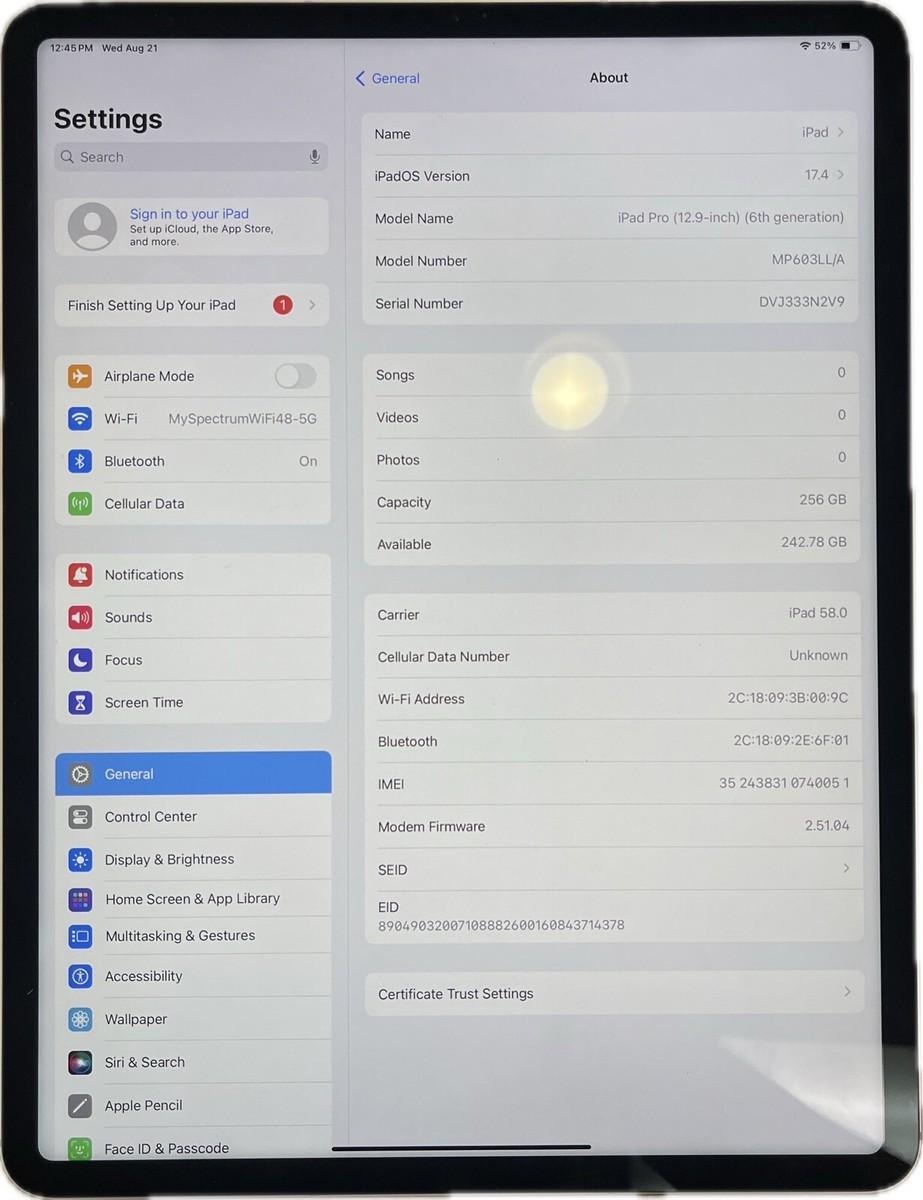 Apple iPad Pro 6th Gen. 256GB, Wi-Fi + 5G (Unlocked), 12.9in Apple iPad Pro 6th Gen. 256GB, Wi-Fi + 5G (Unlocked), 12.9in