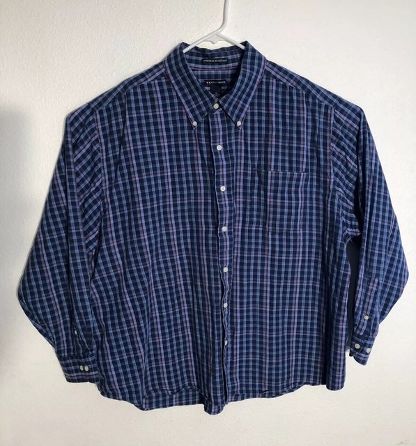 Knightsbridge Men's 3XL Blue Plaid Button Up Long Sleeved Cotton Blend