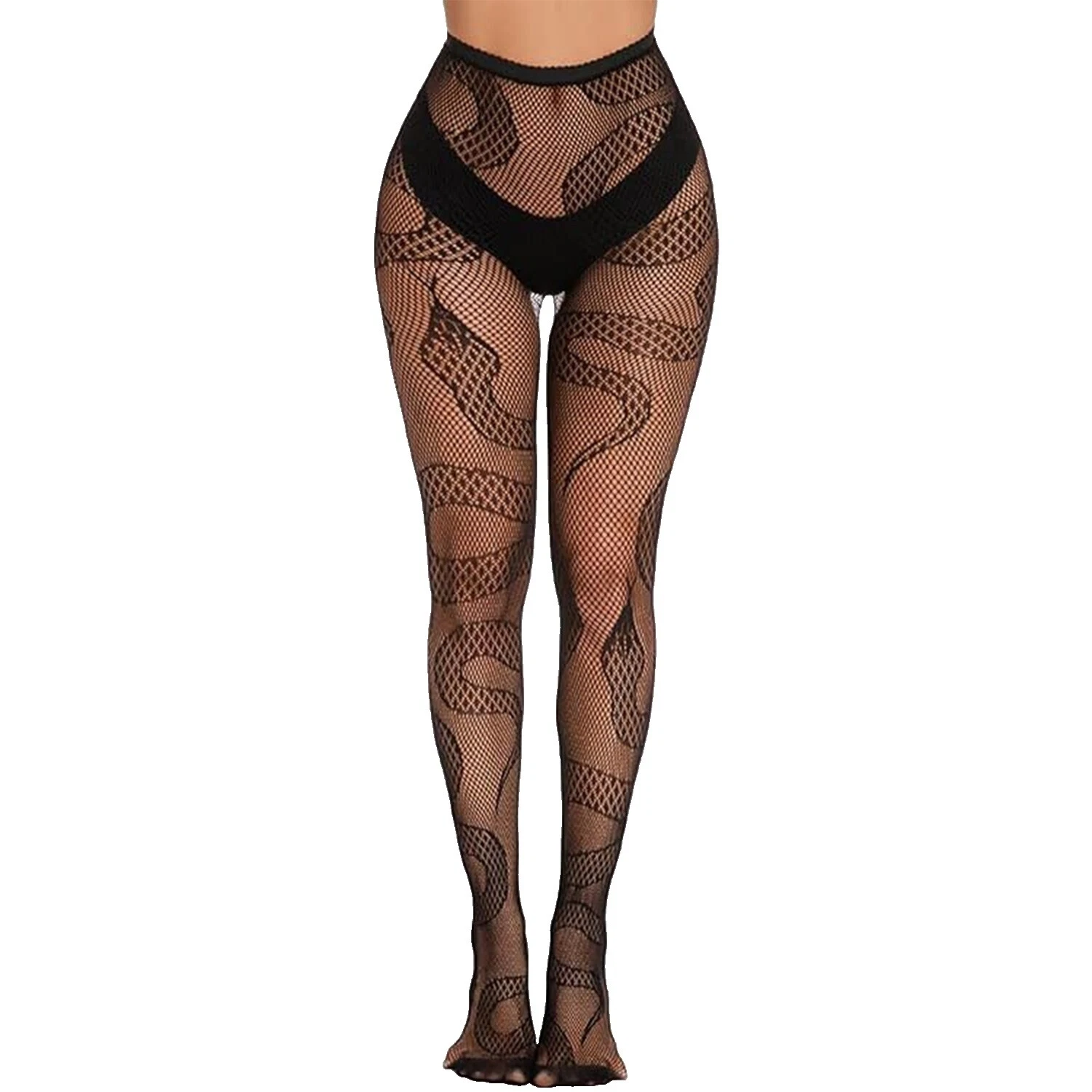 Medias Estampado Animal de Malla y Medias hasta el muslo para mujeres