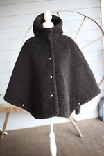 $2,240 Mackintosh Reversible Cape Coat Shearling Sz/8 Black New