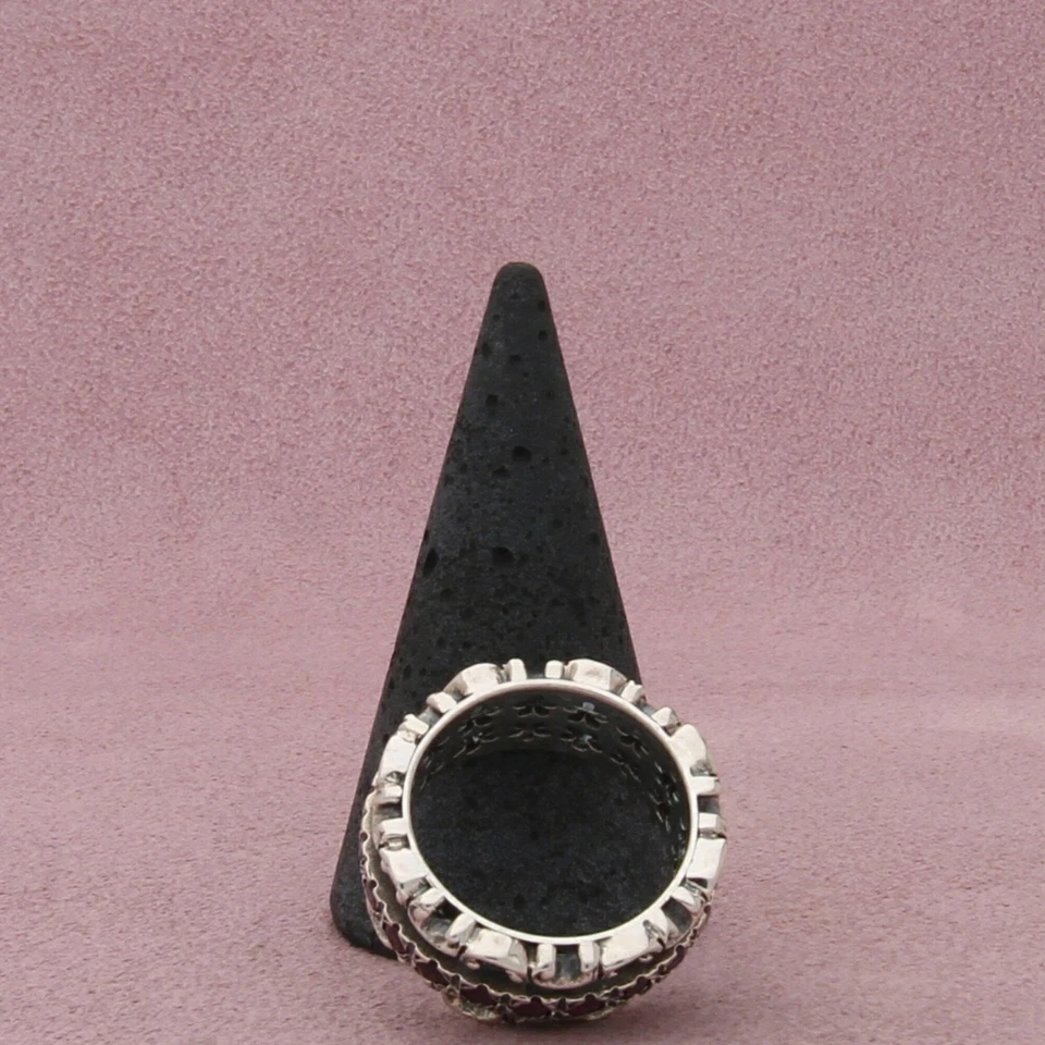 o Paz Plata Esterlina Rosa Turmalina Rollo Spinner Banda Anillo Talla 8.25 Foto 2 de 3