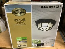 Hampton Bay 11.4 1 Light Black Weather Resistant LED Outdoor Ceiling Light Flush