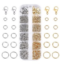 520 pc Jewelry Making Kit Findings Lobster Clasps Open Jump Rings Silver Gold