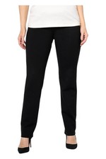 Susan Graver Women's Status Stretch Pull-On Straight Leg Pants Black