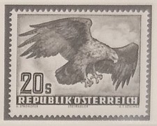Austria- 1952 - Pögel 20 szylingów, szary P. - Orzeł Akwila chrysaetus