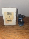 Fenton cat figurine blue art glass sitting kitten 95th anniversary 95 vintage