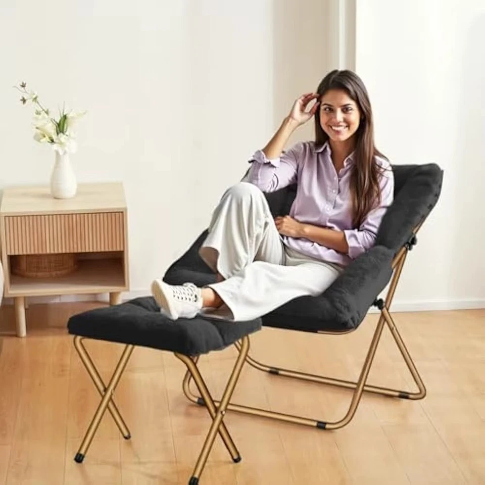 Silla Platillo, Plegable Salón/Dormitorio Suave Piel Sintética Salón Adultos, Niños, X-Grande Foto 3 de 4