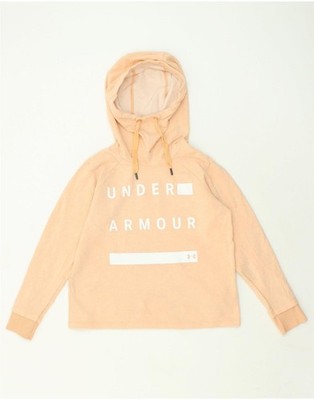 UNDER ARMOUR Damen Grafik Hoodie Pullover UK 10 Small Beige Baumwolle BJ39