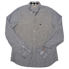 BURBERRY BRIT Long Sleeve Button Shirt Blue Gray Striped Large L