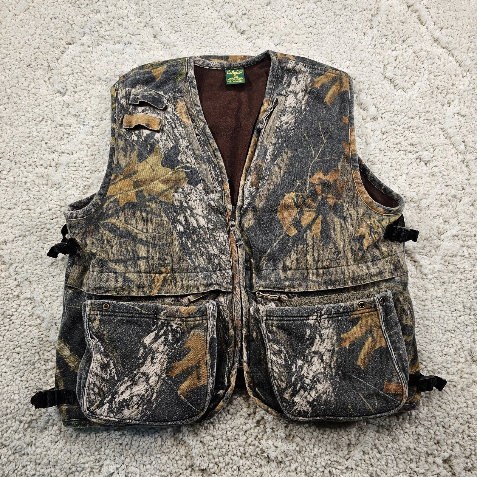 Vintage Cabela's Mens Vest Outdoor Fishing Hunting Full Zip/Utility Pockets Med