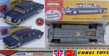 mercedes 600 limousine code 3 repeint bleu corgi toys england 247 box repro 1/43