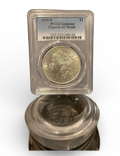 1890-S MORGAN Silver DOLLAR $1 PCGS Genuine AU DETAILS CLEANED