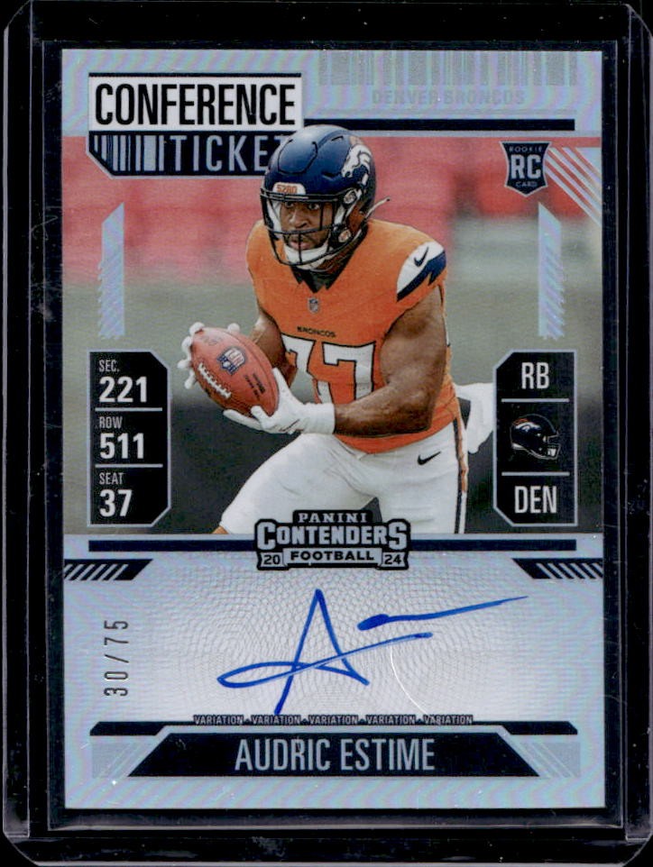 2024 Contenders Audric Estime Rookie Ticket Variation Auto RC Conference #30/75