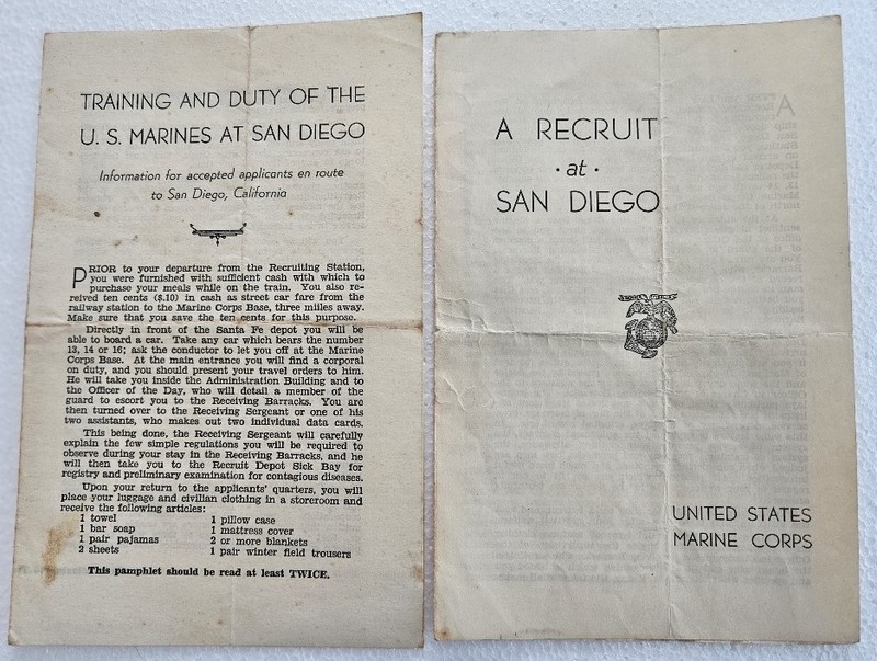 A RECRUIT AT SAN DIEGO & TRAINING & DUTY OF U. S. MARINES at San Diego 2 booklet