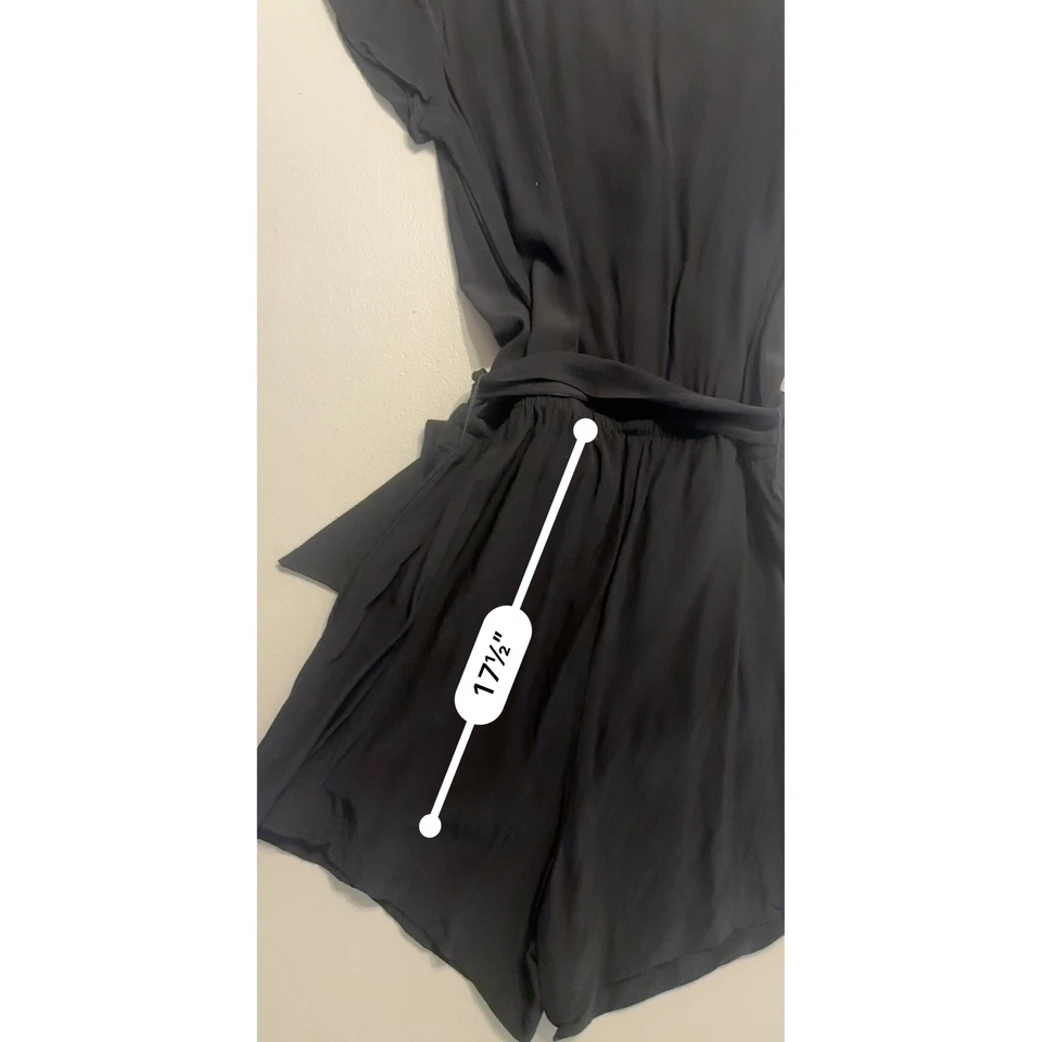 Loft Outlet Petite Black Romper Tie Waist Short Sleeve womens Size 0P teens - Image 3 of 4